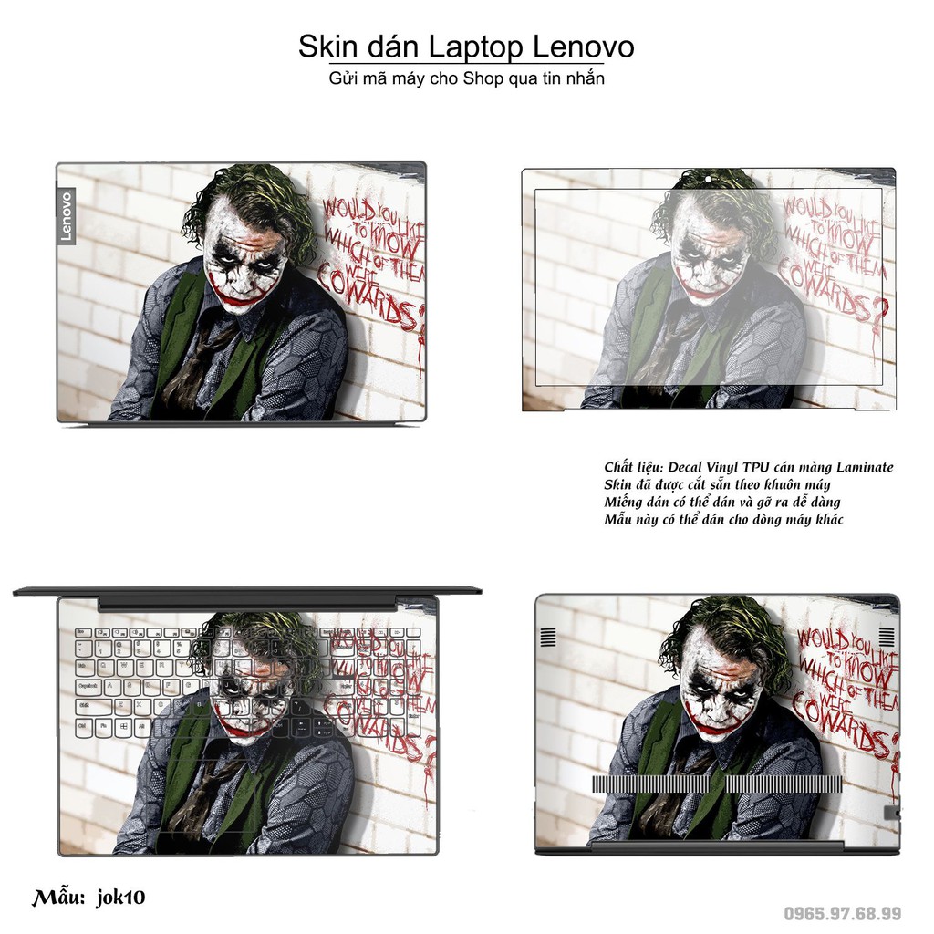 Skin dán Laptop Lenovo in hình Joker nhiều mẫu 2 (inbox mã máy cho Shop)