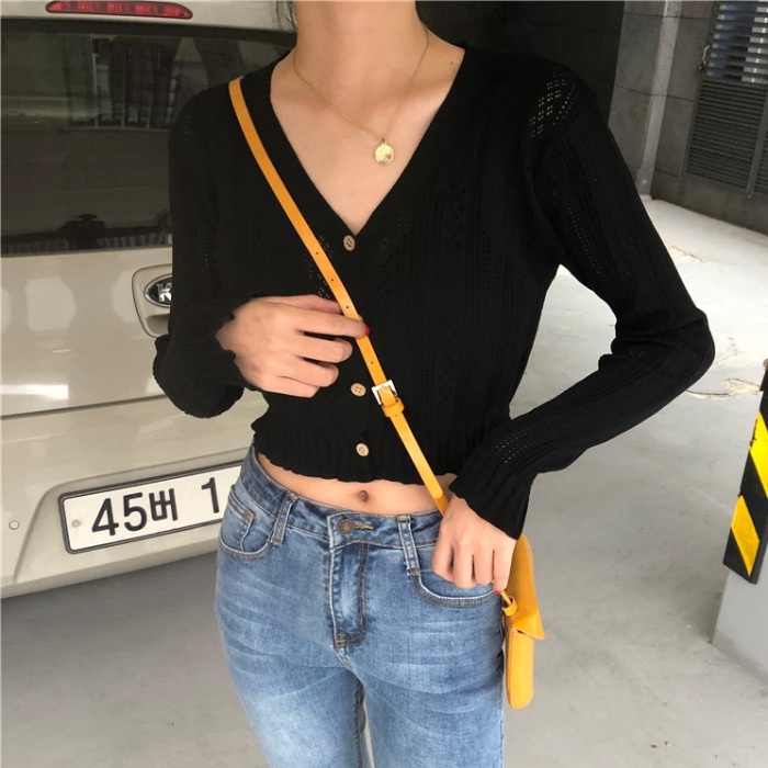 NRVP Áo Cardigan Dệt Kim Dáng Rộng Tay Dài Phong Cách Hàn Quốc Mới