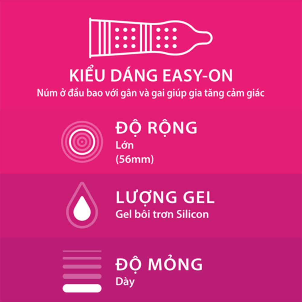 Bao Cao Su Durex Chính Hãng Loại Có Gai, Tăng Khoái Cảm (Hộp 03 Bao)