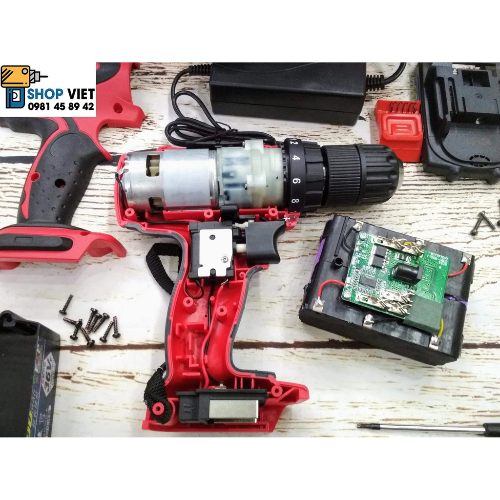 SV Bộ máy khoan 18V Liion Cordless 2 chức năng cao cấp