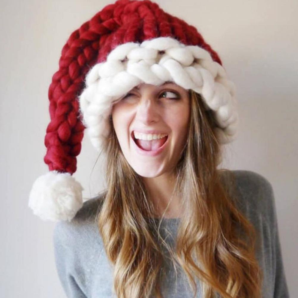 Mũ ông già noel kiểu đan móc mềm mại cho người lớn và trẻ em