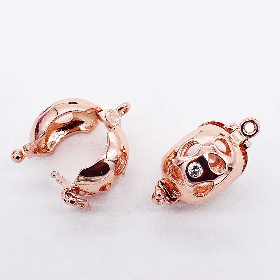 [K4DC]-Phụ kiện trang sức (DIY) - Khóa chốt chặn tạo kiểu đầu chuỗi Hình đèn lồng cẩn 1 viên đá zirconia