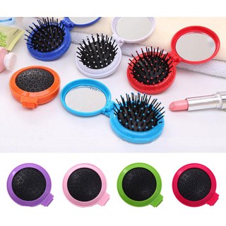 Lược gập kèm gương mini gấp gọn