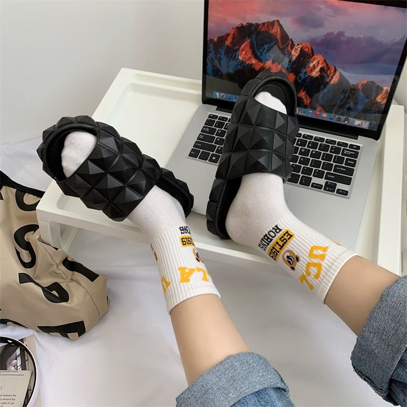 Oeteo Dép Đi Trong Nhà Đế Bằng Màu Trơn Thiết Kế Đơn Giản Cho Nữ