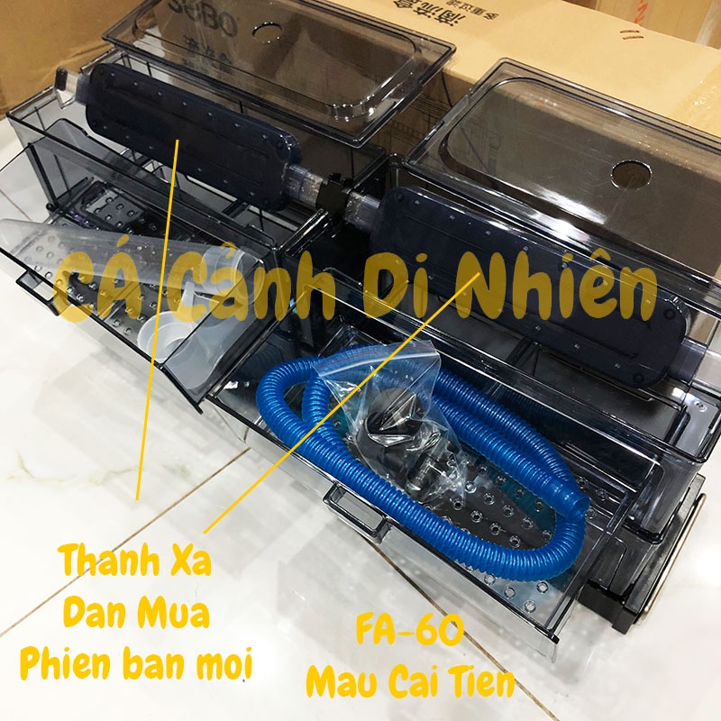 Bộ lọc dàn mưa 2 tầng 4 khay lọc SOBO F-60 bằng Mica cho hồ cá 55 - 80 cm