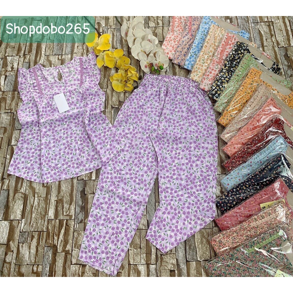 Đồ bộ nữ,đồ ngủ mặc nhà lửng 9 tấc vải lụa mango cao cấp BL 88 họa tiết hoa nhí dễ thương size 47-60kg.