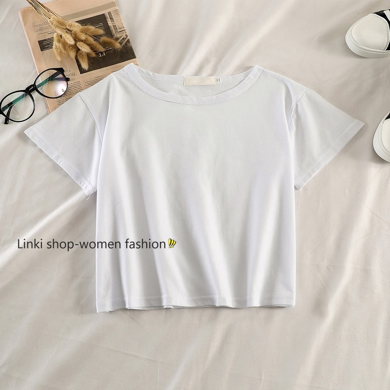 Linki ➤ Ready stock 9 colors cotton short sleeve t shirt  crop top