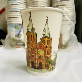 Cây ly giấy in hình nhà thờ 16oz~480ml / 22oz~650ml