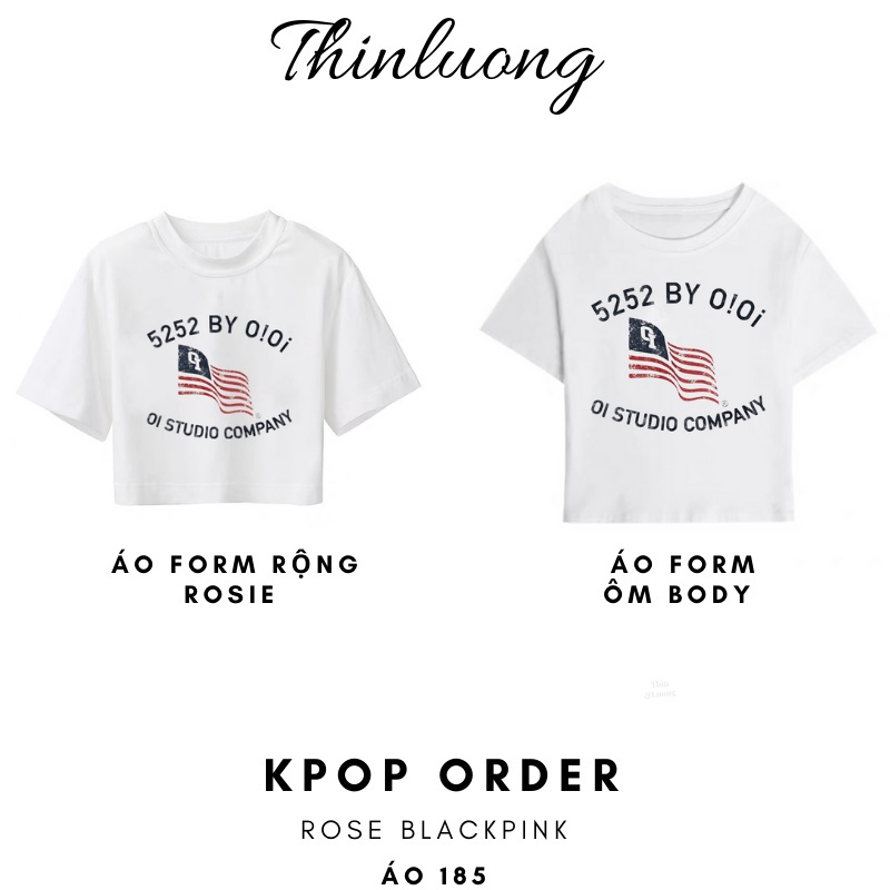 (Sẵn )Áo thun trắng dáng croptop in hình giống Rose Blackpink