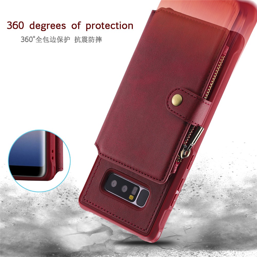 Ốp lưng ví da có khóa kép zipper an toàn chống sốc dành cho Samsung Galaxy Note 8 Note 9 | BigBuy360 - bigbuy360.vn