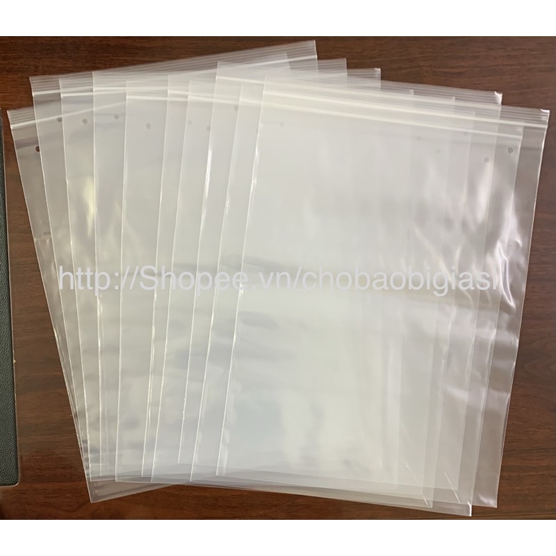 {1kg/size} Túi zipper chỉ trắng (có đục lỗ - có sẵn 3 size), hàng đẹp