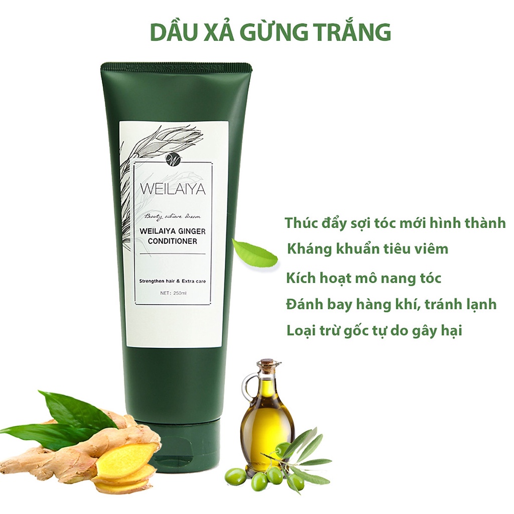 Dầu Gội Xả Gừng Weilaiya, Dầu Gội Weilaiya Mit Beauty Kích Thích Mọc Tóc Mượt Tóc Giảm Gãy Rụng 400ml + 250ml