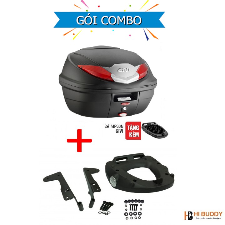 COMBO Thùng GIVI B360N 36 lít và Baga GIVI SRV (Kèm Đế Lắp Thùng)