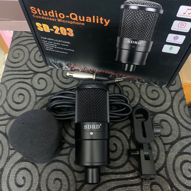 Combo thu âm livestream Mic SDRD SD-203 Card V8 có bluetooth kèm dây livestream dây lấy