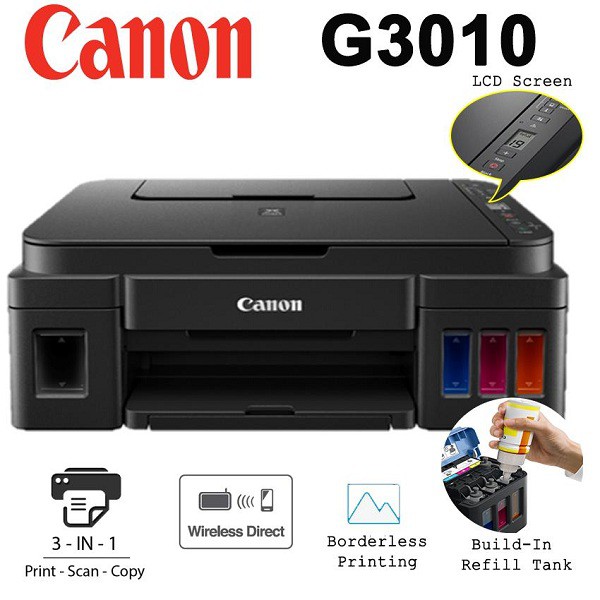 Máy in Canon G3010, In phun màu tiếp mực ngoài chính hãng