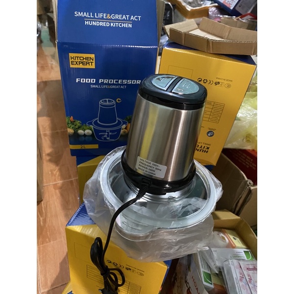 Máy Xay Thịt Đa Năng Cối INOX  2L Công Suất 250W, 4 Lưỡi, Cối xay thực phẩm Đa Năng