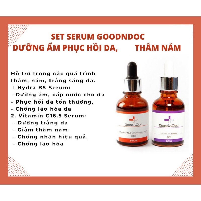 [HÀNG NHẬP KHẨU] Serum Dưỡng Trắng Sáng Da, Giảm Thâm Nám Sạm Da, Chống Lão Hóa GoodnDoc Vitamin C 16.5 Daily Whitening