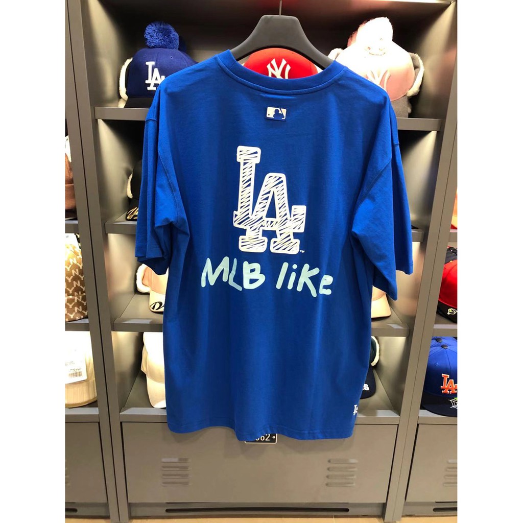 Áo thun tay ngắn cổ tròn in chữ cái MLB nhiều kiểu cá tính năng động dành cho nam và nữ
