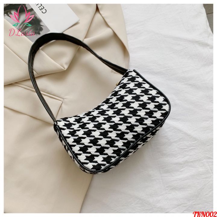 Túi xách nữ kẹp nách đeo vai họa tiết Caro thời trang Hàn Quốc TKN002