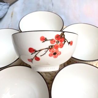 Bộ 10 Bát Cơm Sứ Bát Tràng Vẽ Hoa Đào