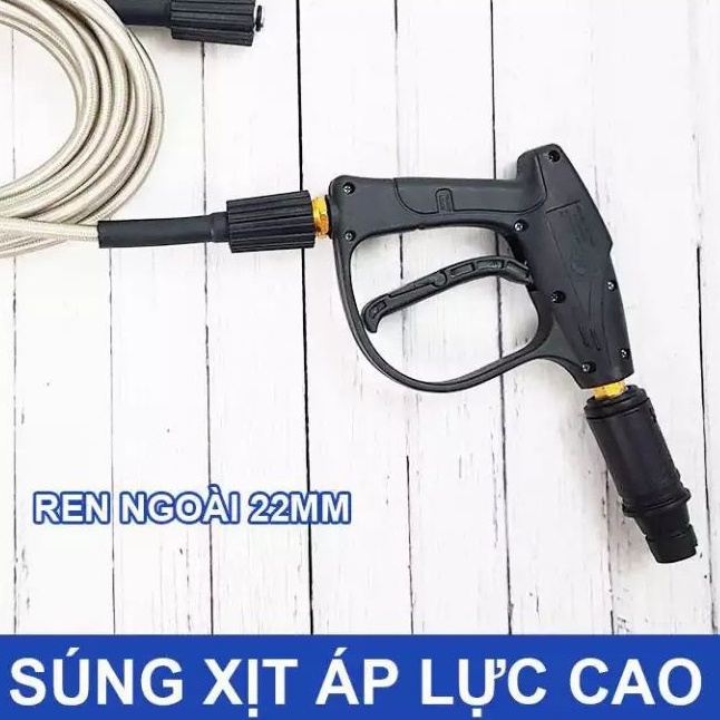 Súng phun xịt rửa xe áp lực cao ren ngoài 14mm-đầu lắp được bình bọt (súng đen loại tốt REN 14)
