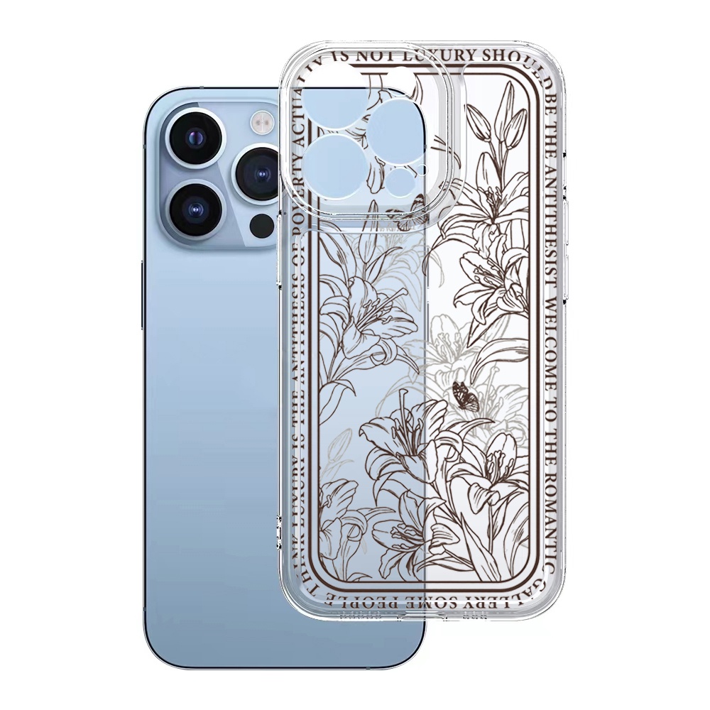 Ốp Điện Thoại TPU Gel Đệm Khí Chống Rơi Hình Hoa Màu Trong Suốt iPhone 13 Pro Max 14 12 iPhone 11 XR 8 7 SE 2022
