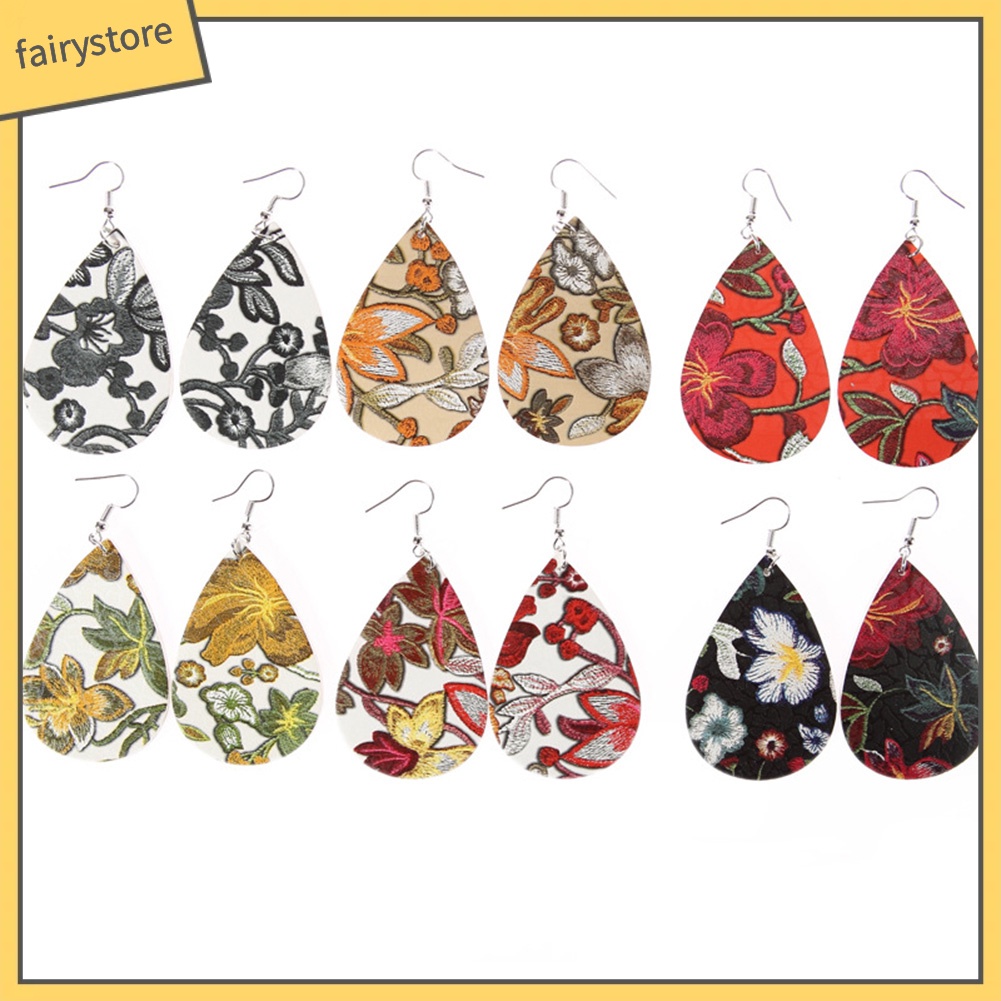 Khuyên tai dáng dài hoạ tiết thêu thời trang cho nữ