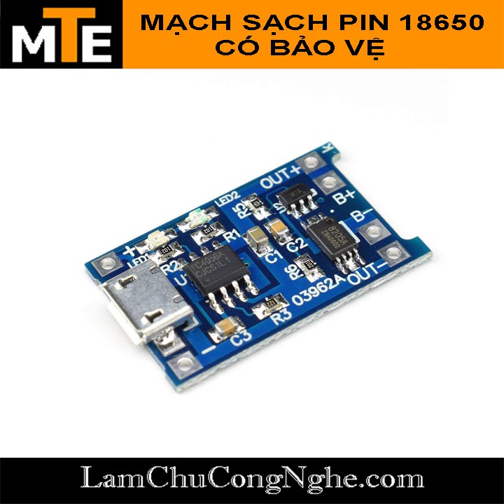 Mạch sạc pin 18650 1A TP4056 có bảo vệ Micro USB