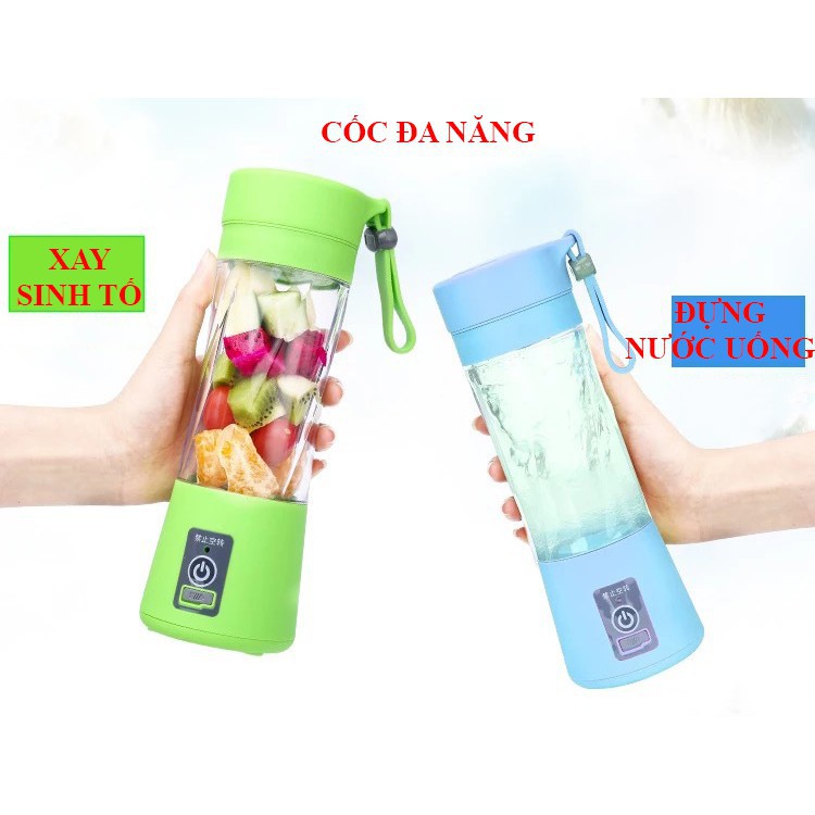 Máy xay sinh tố mini cầm tay NO HM-03, máy xay hoa quả đa năng tích điện 400ml, 6 lưỡi cao cấp