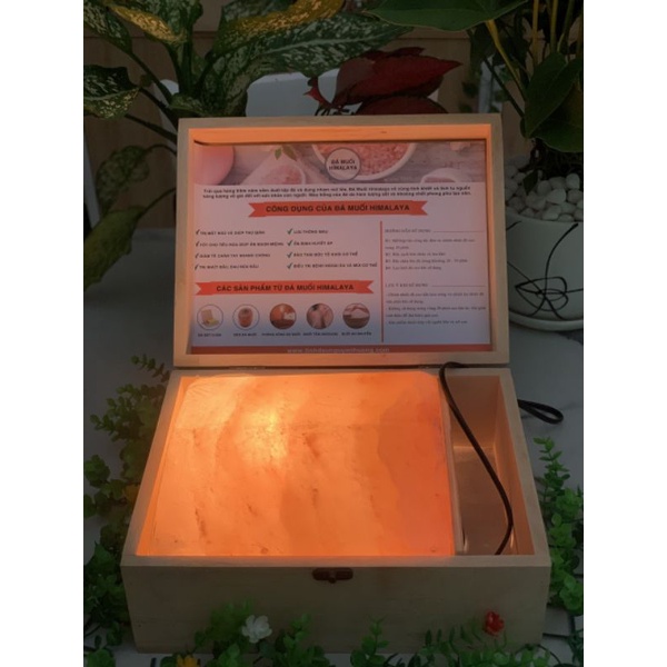 Hộp Đá Muối Ngâm Chân Himalaya Pakistan Gôm 1 Viên Mặt Cong/ 2 viên mặt cong