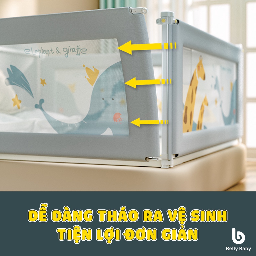 Thanh Chắn Giường Cao Cấp Bellybaby Bản Nâng Cấp 2022 Điều Chỉnh Độ Cao