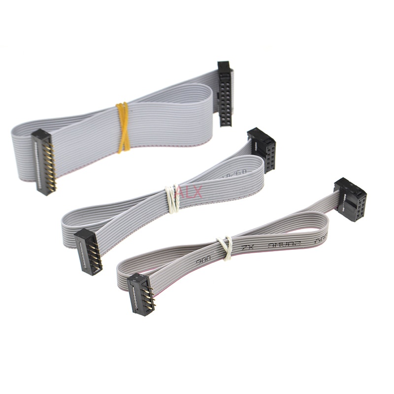 2PCS FC-FD DC4 2.54MM pitch male to female connector 8/10/16/20/40 PIN 20CM 30CM Flat Ribbon DOWNLOAD Data Cable IDC BOX HEADER