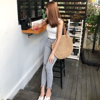 Labonia-Túi xách Labonia bằng rơm hình tròn cỡ lớn thời trang mùa hè cho nữ