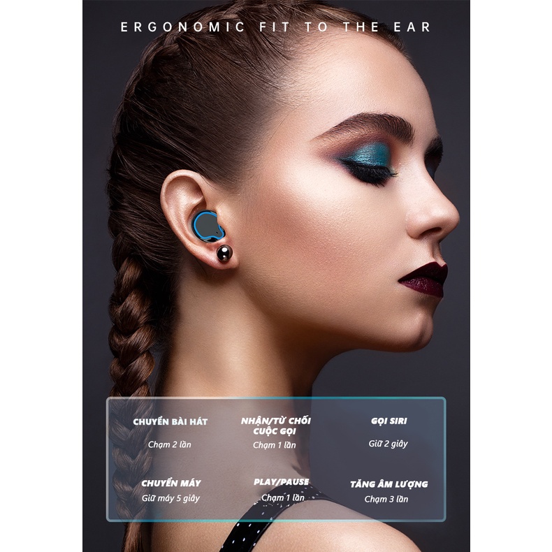 Tai nghe tws M9, bluetooth 5.0, âm thanh hifi, tai nghe kiêm sạc dự phòng, tích hợp đèn pin, có màn hình LED hiển thị