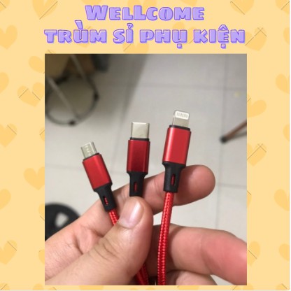 Cáp sạc dây dù loại đẹp 3 in 1