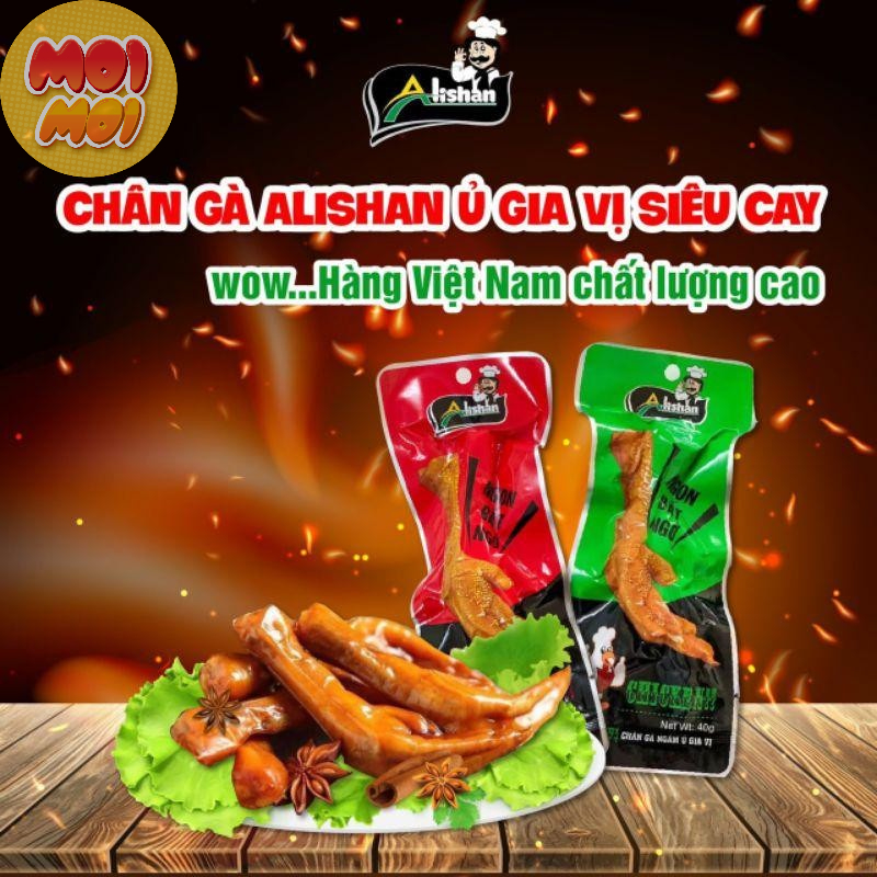Chân gà cay Alishan 40g Việt Nam loại to nhất ngâm ủ gia vị cực ngon ( đồ ăn vặt, đồ nhậu ngon)- Đồ ăn vặt MoiMoi