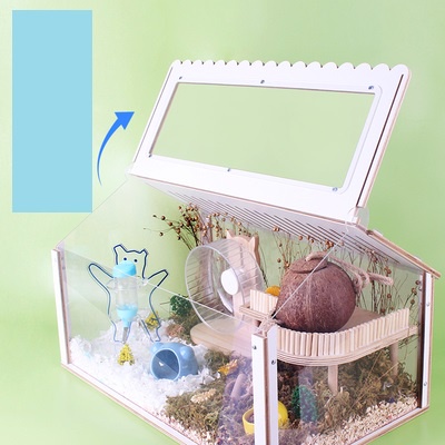 Lồng gỗ 4 mặt mica,nắp lưới cho hamster và thú cưng nhỏ