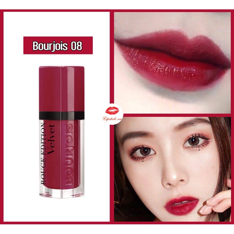 👄Son kem lì bourjois Velvet edition 08 đỏ rượu