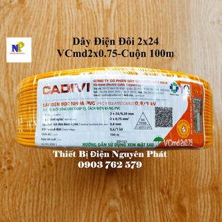 [CADIVI] Dây Điện Đôi 2x24 VCmd2x0.75 - Cuộn 100m