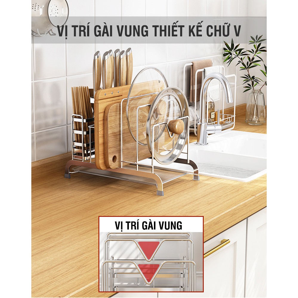 Giá và Kệ đựng dao thớt inox 304 đa năng VKIT DN01