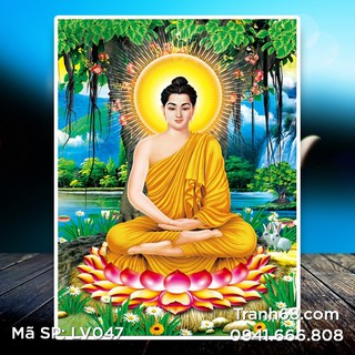 Tranh đính đá  Phật Thích Ca Mâu Ni LV047 kích thước 50*65cm.