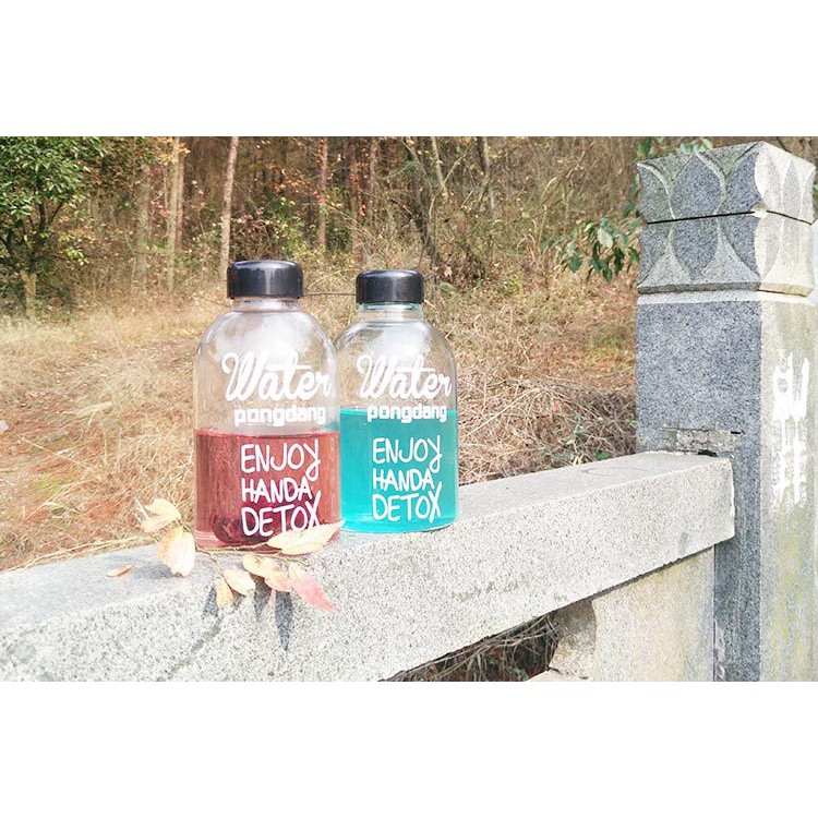 Bình Nước Thủy Tinh Detox Đẹp Water Pongdang Trong Suốt 600ml