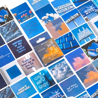 Hộp 46 chiếc sticker phong cảnh aesthetic bầu trời xanh dương cuộc sống hiện đại trang trí sổ bullet journal