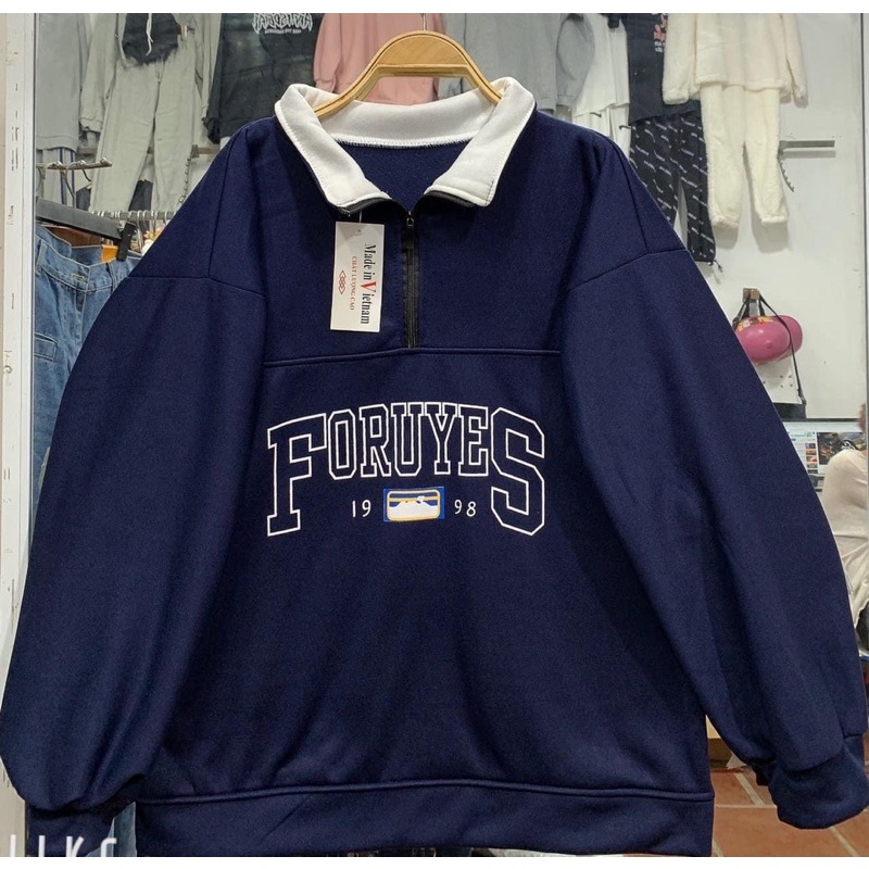 Áo Sweater cao cổ dài tay bồng, thun hoodie form rộng cá tính Ulzzang 🌸 Áo Nỉ Zip Foruyfs