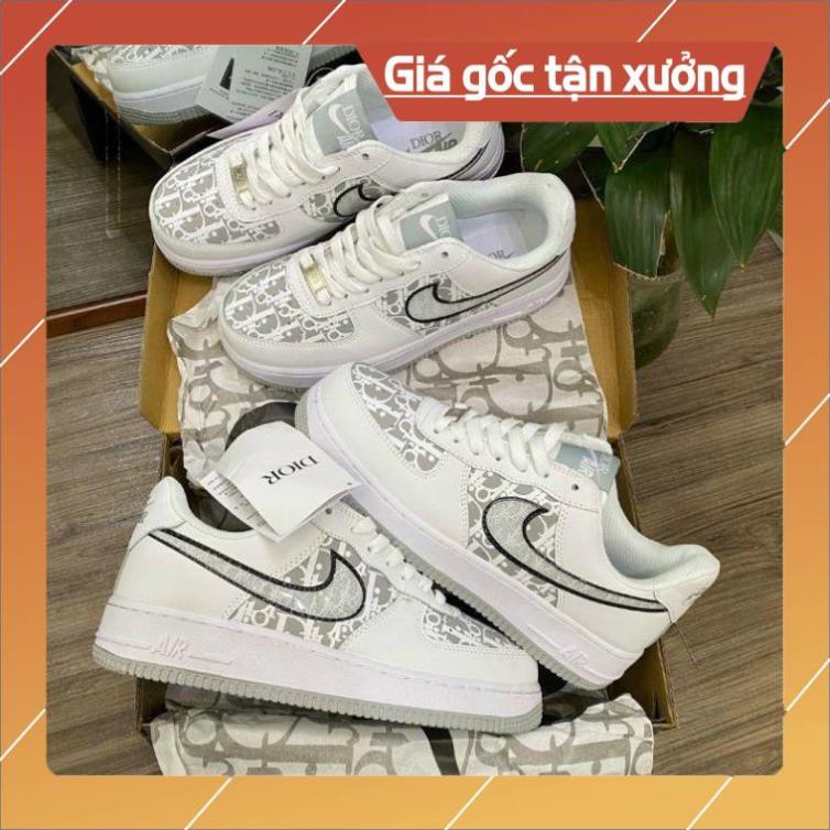 [FreeShip-Hàng Xịn Sale Sốc] giày AF1 Dior X trắng xám phản quang cao cấp, Giày Air Fore One thể thao nam nữ