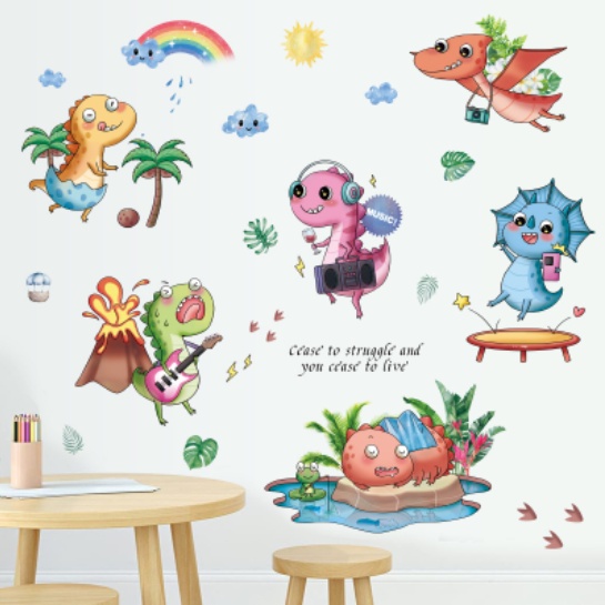 Decal trang trí tường - Những chú khủng long nhỏ