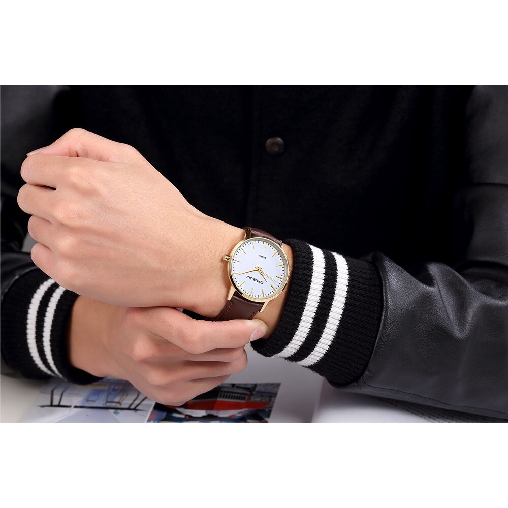Đồng Hồ Quartz Crrju Chống Thấm Nước Với Dây Đeo Da | BigBuy360 - bigbuy360.vn