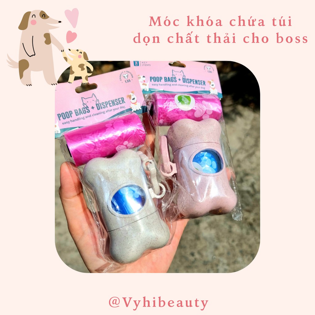 Móc khóa đựng túi dọn chất thải thú cưng (kèm cuộc túi refill)