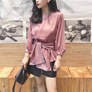 Áo sơ mi thắt eo ảnh thật