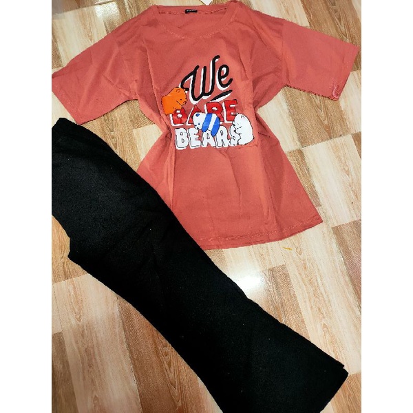 Bộ tay ngắn quần dài ống loe thun cotton thái